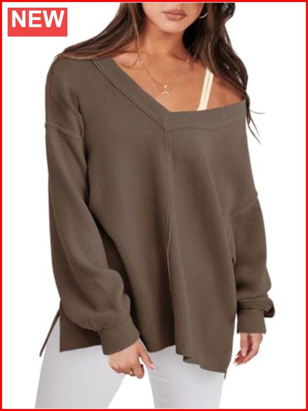 Women's Oversized Off The Shoulder V Neck Sweatshirt Long Sleeve Pullover